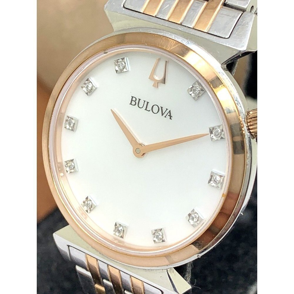 Bulova Women's Watch 98P192 Quartz Diamond Mother of Pearl Dial Rose Gol…